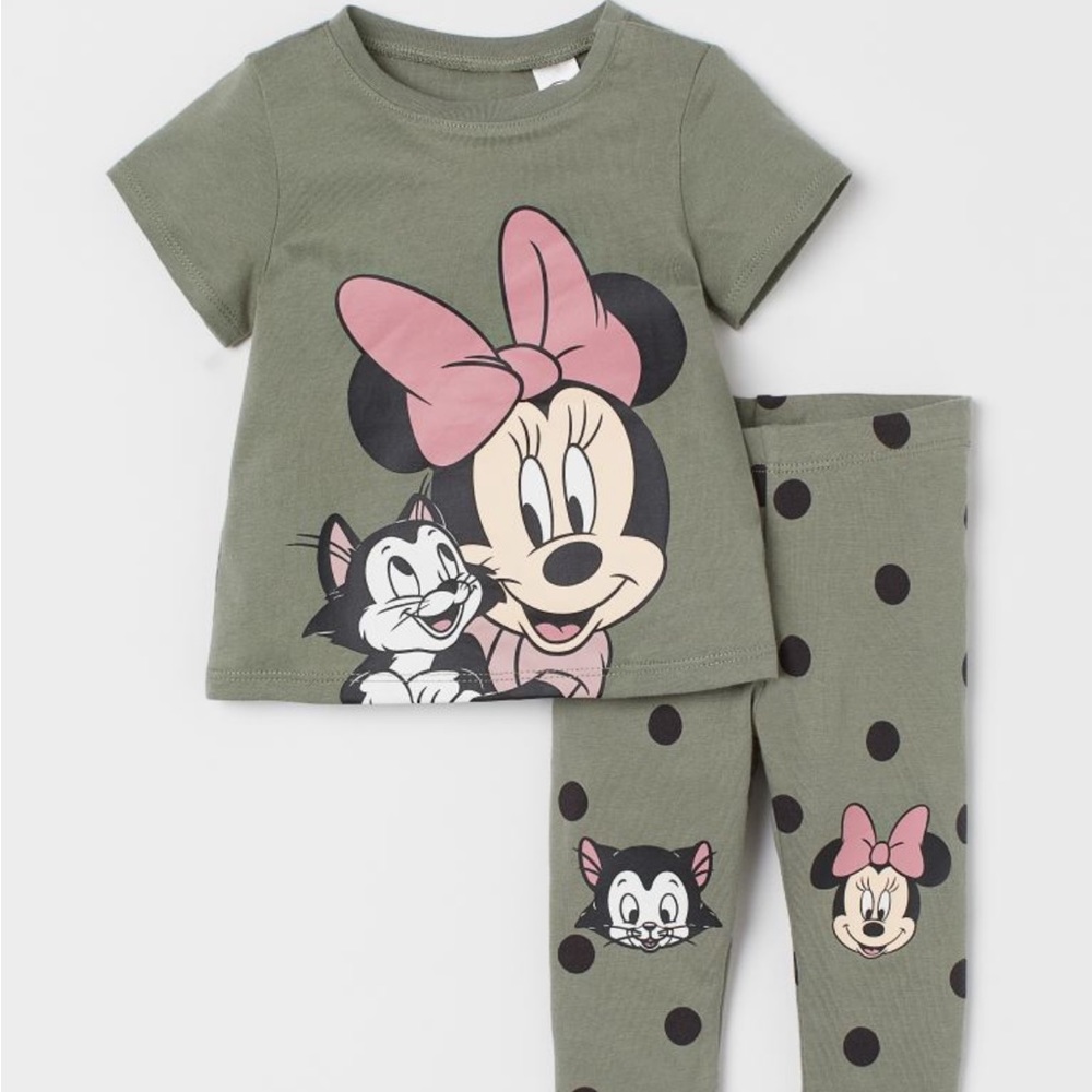 H&M Baby 6 months Cotton Matching Minnie Mouse Top & Tights
